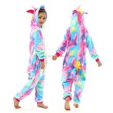 Conjunto de pijamas de dibujos animados para niños, ropa de dormir con dibujos de animales, Panda, leopardo, unicornio, Kigurumi 2024 - compra barato