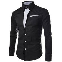 Camisa de manga larga con cuello levantado para hombre, camisa informal con botones de Color, a la moda, para negocios sociales 2024 - compra barato