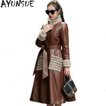 AYUNSUE Real Leather Jacket Winter Jacket Women Mink Fur Collar Down Jacket Goatskin Coat Female Long Windbreaker XS19D08-28 2024 - buy cheap