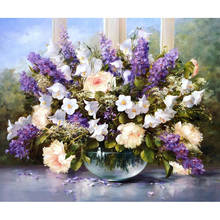 Flor de lavanda para pintura digital diy, pintura por números, arte de parede, pintura a óleo, decoração de casa de dia das bruxas, tamanho grande 2024 - compre barato