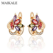 MAIKALE-pendientes de circonia cúbica con forma de flor para mujer, aretes pequeños, joyería coreana 2024 - compra barato