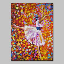 Imagen de Arte de pared de bailarina de Ballet abstracta moderna para decoración del hogar, paleta pintada a mano, cuchillo, pintura al óleo sobre lienzo, regalo 2024 - compra barato