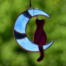New Style Hanging Suncatcher Moon Cats Pattern Household Decoration Plexi Glass Landscaping Trinkets Pendant for Home Room Decor 2024 - buy cheap