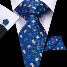 Hi-Tie Paisley Neck Ties for Men Business Neckties Pocket Square Cufflinks Set Blue Green Yellow Fashion Wedding Silk Mens Ties 2024 - buy cheap