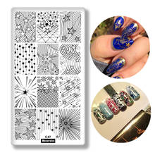 Geometric Line Pattern Rectangle Nail Stamping Plates Star curve Image Nail Art Stamp Stencils Manicure Template Tools C47 2024 - buy cheap