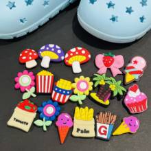 50PCS Mushroom French Fries Little Flowers Cake Shoe Charms fit wristbands Croc Jibz Shoe decoration Buckle Clog Kid Girls Gift 2024 - buy cheap