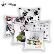 Kissen-funda de cojín con diseño de Panda para sala de estar, cubierta de almohada con estampado geométrico de animales, 45x45cm 2024 - compra barato