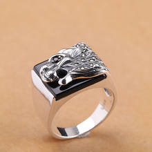 Sterling  Vintage Men's Rings Natural Black Tiger Shape Pattern Design Male With Stones Turkey Jewelry Gift 2024 - buy cheap