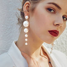 2020 New Fashion Trend Simulation Pearl Long Earrings Female White Pearl Wedding Pendant Earrings Korean Jewelry Earrings 2024 - buy cheap
