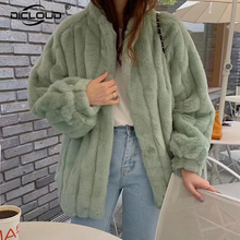 Korean Girls Ulzzang Harajuku Faux Fur Coat Women Winter Thick Warm Padded Jackets Street Fashion Faux Rabbit Fur Jackets Coats 2024 - buy cheap