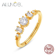ALLNOEL Solid 925  Silver Rings For Women Real Gold  Plated 5A Zircon Adjustable Rings Fine Jewelry  Trendy Style Wholesale 2024 - buy cheap