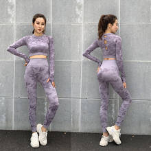 2PCS Camo Seamless Yoga Set Sportswear Women Fitness Clothing Booty Gym Leggings+Long Sleeve Crop Top Sport Suit Workout Clothes 2024 - buy cheap