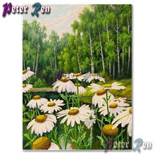 5d Landscape Diamond Painting Embroidery Daisies by the pond DIY Square or round Mosaic Cross stitch Rhinestone Home Decoration 2024 - buy cheap