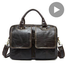 Портфель мужской из натуральной кожи, сумка на плечо для ноутбука, модный большой тоут для документов A4, черная сумка для путешествий 2024 - купить недорого