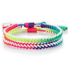 Handmade Weave Bracelet Fashion Rainbow Rope Knot Adjustable Lucky Charm Bracelets for Women Men Girl Jewelry Friendship Bangles 2024 - buy cheap