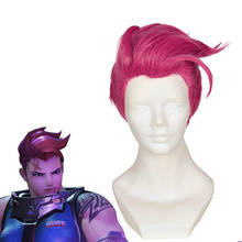 Ow zarya peruca curta rosa resistente ao calor, acessórios de cosplay, peruca sintética, adereço com peruca grátis 2024 - compre barato
