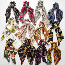 Модный летний шарф для хвоста, эластичная резинка для волос для женщин, резинки для волос с бантом, резинки для волос, ленты для волос с цветочным принтом 2024 - купить недорого