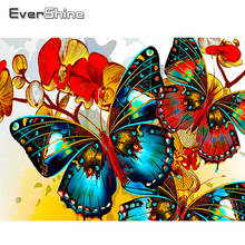 Evershine-Pintura de diamantes redondos y cuadrados, punto de cruz, mariposa, bordado de diamantes de imitación de animales, imágenes, costura 2024 - compra barato