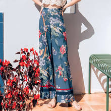 TingYiLi-Pantalones Palazzo con estampado Floral Vintage para mujer, calzas de playa para vacaciones de verano, pantalones bohemios de cintura alta 2024 - compra barato