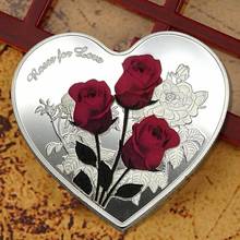 1pcs Heart Rose Valentine's Day Commemorative Coin I Love You Emulation Valentine's Day Game Currency Coins Collectibles 2024 - buy cheap