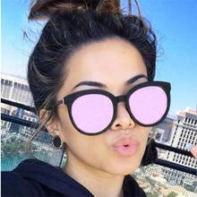 Luxury Designer Cat Eye Shade For Women Fashion Sunglasses Female Cute Sexy Pink Mirror Sun Glasses Classic Oculos Feminino 2024 - buy cheap