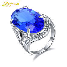 Joia anel grande de cristal azul libélula design estiloso feminino joias de festa presentes bonitos 2024 - compre barato
