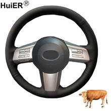 Capa de volante de carro com costura manual, envoltório cobertura de couro bovino preto para subaru legacy 2009-2012 outback 2010 2011 2012 2024 - compre barato