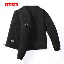 FGKKS-chaqueta con estampado de letras para hombre, ropa de trabajo con cuello alto, estilo coreano, a la moda, primavera y otoño, 2021 2024 - compra barato