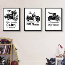 Impresiones artísticas en lienzo de motocicletas Retro, pintura en blanco y negro, imágenes de pared, decoración para habitación de jóvenes y niños 2024 - compra barato