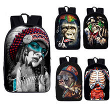 Indian woman/punk skeleton Backpack For Teenage Boys Girls Children School Bags Backpack Kids book Bag women Men Backpacks 2024 - buy cheap