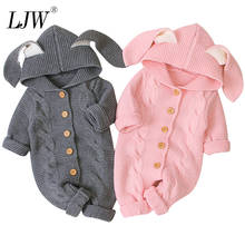 Baby girl outfit Autumn Winter Infant Clothing ears knitting Baby Rompers For Baby Girls Jumpsuit Newborn Baby Boys Clothes 2024 - buy cheap