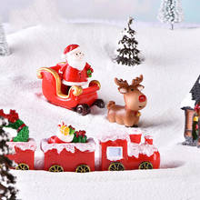 1PC Christmas Miniature Santa Claus Sled Reindeer Gift Fairy Garden Decor Snow Landscape Model Train Terrarium Figurines 2024 - buy cheap