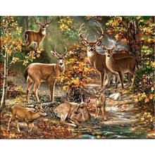 DIY 5D Diamond Painting Deer Full Round Drill Autumn Landscape Diamond Embroidery Mosaic Cross Stitch Rhinestone Home Decor Gift 2024 - buy cheap