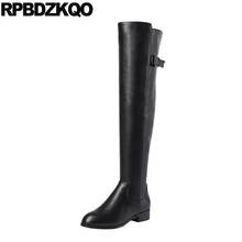 Botas de invierno de marca para mujer, zapatos altos hasta el muslo de cuero genuino, gruesos por encima de la rodilla, para montar en motocicleta, motociclista ecuestre, pantorrilla ancha 2024 - compra barato