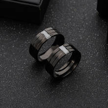 Anillo de acero de titanio para hombre, joyería clásica de 8MM, con relleno de circonita, color negro, para fiesta, regalo de aniversario 2024 - compra barato