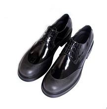 New genuine leather  round toe shoes fashion solid black shoes men handmade lace up shoes for men Derby platform shoes 2024 - buy cheap