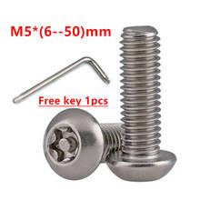 Tornillo de seguridad M5 de acero inoxidable 304 A2 Torx, botón de cabeza redonda con pasador, a prueba de manipulaciones, tornillos de seguridad, 50/10 Uds. 2024 - compra barato