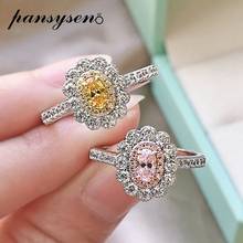 PANSYSEN Romantic 100% 925 Sterling Silver Flower Citrine Sapphire Gemstone Diamond Rings for Women Wedding Party Finger Ring 2024 - buy cheap