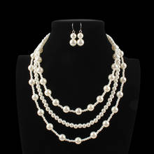 Conjunto de joias de pérolas, moda noiva, acessórios com colar, pérolas, estilo africano 2024 - compre barato