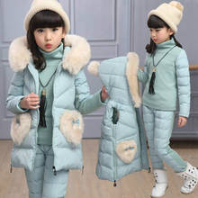 Зимний комплект из 3 предметов, детская одежда для девочек теплая парка пуховая куртка одежда для девочек детское пальто Зимний костюм зимняя куртка, пальто 2024 - купить недорого