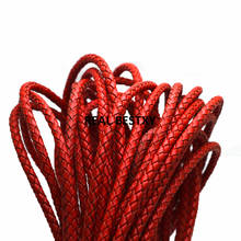 2 м/лот, Приблизительно 5 мм, красный плетеный веревочный шнур из натуральной кожи для браслета и ожерелья, изготовление ювелирных изделий своими руками 2024 - купить недорого