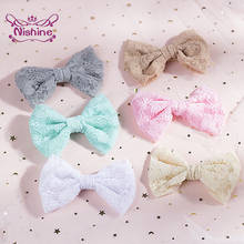 Nishine 11*9 CM Solid Color Lace Bowknot Baby Girls Duckbill Clips Fashion Toddler Horsetail Hairpins DIY Headwear Photo Props 2024 - buy cheap