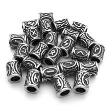 24pcs/set 8.21mm Big Hole 316l Stainless Steel Vintage Viking Runes Cylinder Beads Charms For Bracelet DIY Jewelry Making 2024 - buy cheap