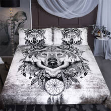 Wolf Couple Bedding Sets Cool Grey Lovers Wolf Duvet Cover Set 3D Comforter Cover Twin Full Queen King 2024 - buy cheap