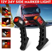 Pair 10-30V Trailer Truck LED Side Marker Light Turn Signal Indicator Stop Lamp For RV Lorry Caravan