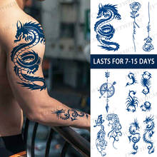 Lnk tatuagem temporária de longa duração, adesivos de escorpião, flor, letras falsas para mulheres, arte corporal, meia braço, mangas de tatuagem 2024 - compre barato