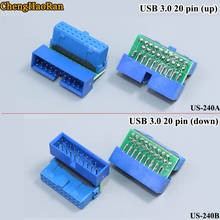 ChengHaoRan 1 шт. USB 3,0 20-контактный гнездовой разъем проводного типа вверх-вниз материнская плата прямоугольный конвертер рулевая головка 90 градусов 2024 - купить недорого