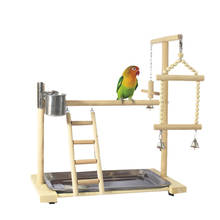 Parrot Playstands with Cup Toys Tray Bird Swing Climbing Hanging Ladder Bridge Wood Cockatiel Playground Bird Perches 53x23x36Cm 2024 - buy cheap