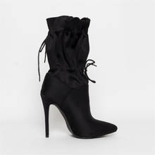 Autumn New High Heels Stilettos Fashion Black Ankle Boots Shoes Woman Lace Up Sexy Night Club Boots Cowboy Boots For Women 2024 - buy cheap