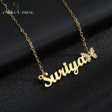 Nextvance Custom Crystal Butterfly Pendant Necklace Stainless Steel Gold Personalized Name Necklaces Choker Jewelry for Women 2024 - buy cheap